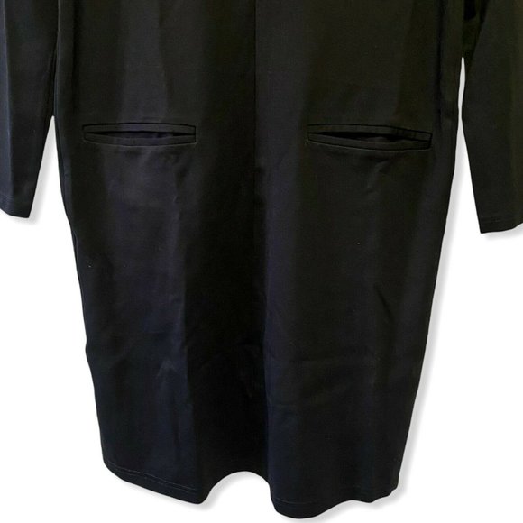 Tokarin Women's Size S Long Sleeve V-Neck Mid Dress Front Pockets Solid Black - Picture 3 of 6